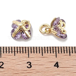 Brass Micro Pave Cubic Zirconia Charms&nbsp;KK-C051-14G-05