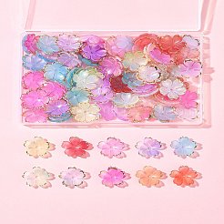 120 個 8 色のアクリルビーズキャップ  5  - 花びらの花  ミックスカラー  17.5x18x5mm  穴：1.2mm  15個/カラー&nbsp;OACR-FS0001-83