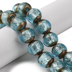 手作りゴールドパウダー入りランプワークビーズ連売り  ラウンド  空色  12mm  穴：1.8mm  約42~45個/連  18.50''~20.87''（47~53センチメートル）&nbsp;LAMP-P062-01E