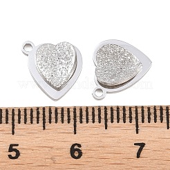 バレンタインデー 304 ステンレススチールチャーム  テクスチャードハートチャーム  ステンレス鋼色  9.5x10x3mm  穴：1.2mm&nbsp;SA-H001-03P