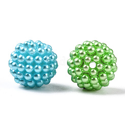 ABSプラスチックビーズ  ラウンド  ワックスベリーの形  ミックスカラー  14x13mm  穴：1.6mm  約562個/500g&nbsp;KY-T041-02-14MM-B