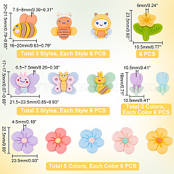84 個 14 スタイル春テーマ不透明樹脂カボション  ミツバチと花  ミックスカラー  17~22.5x10.5~23.5x4.5~8mm  6個/スタイル&nbsp;CRES-PH0001-13