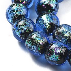 手作りのホイルランプワークビーズ連売り  ラウンド  藤紫色  10mm  約40個/連  14.57''（37センチメートル）&nbsp;FOIL-K003-06B-19