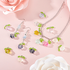 28スタイルのランプワークとアクリルパーツ14個  真鍮パーツ  花  ミックスカラー  20mm  2個/スタイル&nbsp;PALLOY-GA00050