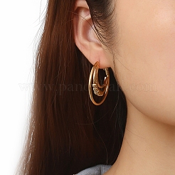 European and American Fashion Multi-layer Circle Bead Stainless Steel Hoop Earrings&nbsp;PW-WGDA1BE-01