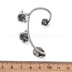 316サージカルステンレススチールカフイヤリング  花  左  アンティークシルバー  55x36x16mm&nbsp;EJEW-E300-25AS-01