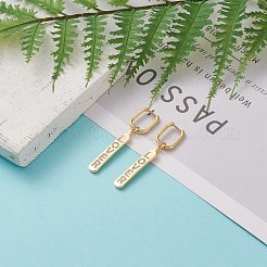 真鍮マイクロペーブクリアキュービックジルコニアハギーフープピアス  バレンタインデーのために  厚紙箱付き  恋人と長方形  18KGP本金メッキ  50mm  ピン：1mm&nbsp;EJEW-JE04413-02