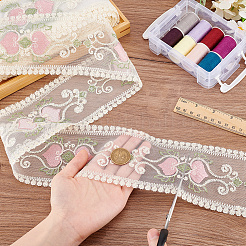 15ヤードポリエステル刺繍フラワーメッシュリボン  ミディアム蘭  3-1/2インチ（90mm）&nbsp;SRIB-GA0001-11B