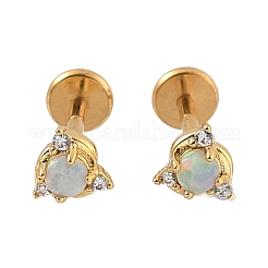 304 Stainless Steel Synthetic Opal Stud Earrings&nbsp;EJEW-B143-01G-06