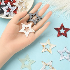 30 個 5 色のアクリルコネクタチャーム  天然石風スターリンク  ミックスカラー  42.5x44.5x2.5mm  穴：2mm  6個/カラー&nbsp;OACR-YW0001-80