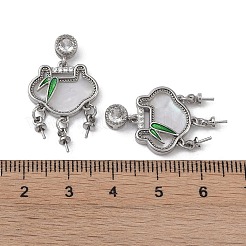 真鍮、シェル、クリアキュービックジルコニアペンダント  カドミウムフリー＆ニッケルフリー＆鉛フリー  エナメル  長寿ロックチャーム  プラチナ  29mm  穴：2.5x1.2mm&nbsp;KK-G497-19P
