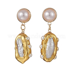 Natural Baroque Pearl Keshi Pearl Stud Dangle Earrings&nbsp;EJEW-JE07249