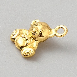 合金ペンダント  クマのチャーム  ゴールドカラー  15x10x5mm  穴：1.8mm&nbsp;FIND-WH0111-867G