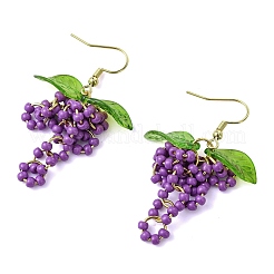 Grape Weave Glass Seed Beads Dangle Earrings&nbsp;EJEW-MZ00731