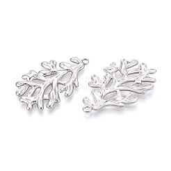 304ステンレススチール製模造珊瑚ペンダント  ステンレス鋼色  37x23x2mm  穴：2mm&nbsp;STAS-T069-41P