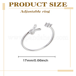 1Pc Letter Brass Rhinestone Open Cuff Rings for Women&nbsp;AJEW-LP0004-47L-S