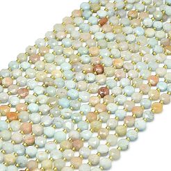 天然染色の白翡翠の模造花アマゾナイトビーズ連売り  ファセット六角形カットのコインビーズ  フラットラウンド  シードビーズで  カラフル  8~8.5x5mm  穴：0.8mm  約36個/連  15.16''~15.24''（38.5~38.7センチメートル）&nbsp;G-C116-A54-02