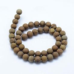 天然木レースストーン木製ジャスパービーズ連売り  艶消し  ラウンド  7.5~8mm  穴：1mm  約48個/連  15.3インチ（39cm）&nbsp;G-F518-21-8mm