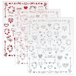 3枚 3色プラスチックネイルアートステッカー  ちょう結び/ハート/星  ミックスカラー  10x8x0.03cm  ステッカー：3.5~34x4~73mm  1pc /カラー&nbsp;MRMJ-DJ0001-29