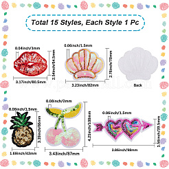 15Pcs 15 Styles Sequin Embroidery Cloth Iron On Patches&nbsp;DIY-CY0001-11