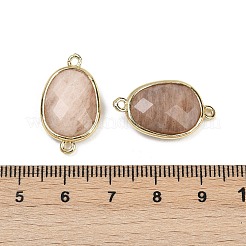 天然と合成の混合宝石ファセットコネクターチャーム  ラックメッキ真鍮楕円リンク  ゴールドカラー  染めと未染色の混合  22.5~23x13.5~14x6mm  穴：1.4mm&nbsp;G-K347-11G