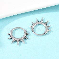 スパイク付き316ステンレススチール軟骨イヤリング  フープノーズリング  アンティークシルバー  15.5x16x2mm&nbsp;AJEW-C044-15AS