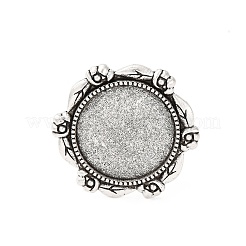 Adjustable Iron Flower Finger Ring Components Alloy Cabochon Bezel Settings&nbsp;PALLOY-Q300-15AS-NR
