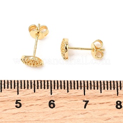 Shell Shape Brass Micro Pave Clear Cubic Zirconia Stud Earrings&nbsp;EJEW-A135-02G
