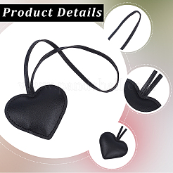 PU Leather Heart Pendant Decorations&nbsp;HJEW-CL0001-12B