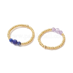 Adjustable Natural Gemstone Finger Rings&nbsp;RJEW-JR01013