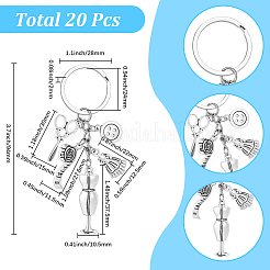 20Pcs Sewing Theme Alloy Measuring Tape & Scissors & Dress Keychains&nbsp;KEYC-SC00041