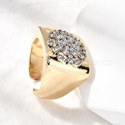 Brass Micro Pave Clear Cubic Zirconia Cuff Rings&nbsp;RJEW-H262-05G