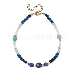 Dyed Natural Malaysia Jade & Blue Aventurine & Amazonite Beads Beaded Anklets for Women&nbsp;AJEW-AN00832-03