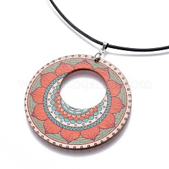 Wood Pendant Necklaces&nbsp;NJEW-JN02326-M