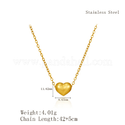ステンレススチールのハートペンダントネックレス。女性用。毎日着用できるスタイリッシュなジュエリー。  18KGP本金メッキ  16.54インチ（42cm）&nbsp;XB4381-2