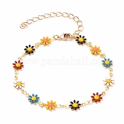 Daisy Link Chain Necklaces & Bracelets Jewelry Sets&nbsp;SJEW-JS01138-01