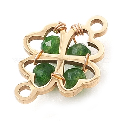 5Pcs 5 Styles Natural Moss Agate & Dyed TaiWan Jade & Green Aventurinee & Ruby in Zoisite & Synthetic Green Goldstone Connector Faceted Round Links&nbsp;PALLOY-JF03251