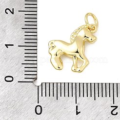 真鍮製チャーム  長持ちメッキ  鉛フリー＆カドミウムフリー  ラックめっき  丸カン付き  18KGP本金メッキ  馬  14.5x13x3.5mm  穴：3mm&nbsp;KK-I364-02G-06