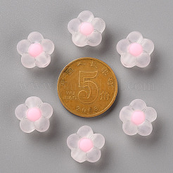 透明なアクリルビーズ  艶消し  二層ビーズ  花  ピンク  12x12.5x6mm  穴：2.5mm  約893個/500g&nbsp;TACR-S152-06C-SS2112