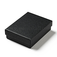 テクスチャ ペーパー ネックレス ギフト ボックス  中にスポンジマット付き  長方形  ブラック  9.1x7x2.7cm  内径：6.5x8.6のCM  深さ：2.5cm&nbsp;OBOX-G016-C05-B