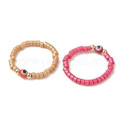 10Pcs 10 Colors Glass Bead Finger Rings&nbsp;RJEW-MZ00033