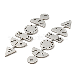 変色しない201ステンレススチールペンダント  幾何学的なバーチャーム  ステンレス鋼色  48x12x1mm  穴：1.8mm&nbsp;STAS-M318-36P