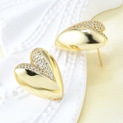 Brass Micro Pave Clear Cubic Zirconia Stud Earrings for Women&nbsp;EJEW-F363-06G