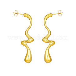 シンプルな304ステンレススチールの幾何学的なティアドロップスタッドピアス  ゴールドカラー  45.85x13.64mm&nbsp;TL1493
