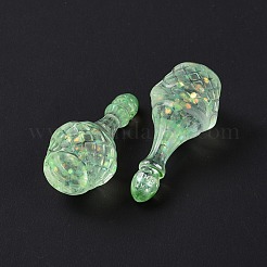 ダミーボトル透明レジンカボション  スパンコール  芝生の緑  33.5x15.5mm&nbsp;LS-RESI-E025-05A