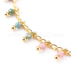 Natural Multicolor Tourmaline Charm Anklets&nbsp;AJEW-AN00399