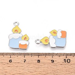 ハロウィンテーマアロイエナメルペンダント  プラチナ  ろうそく  23x15x1mm  穴：1.6mm&nbsp;ENAM-T022-54P-06