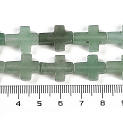 天然石グリーンアベンチュリンビーズ連売り  クロス  15x11.5x4.5mm  穴：0.7mm  約25個/連  15.75''（40センチメートル）&nbsp;G-I369-A06-02