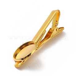 Brass Tie Bar Clips Tie Pins with Blank Cabochon Settings&nbsp;KK-A159-01G