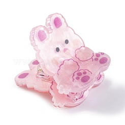 かわいいミニ動物のアクリル爪ヘアクリップ  女の子のためのヘアアクセサリー  兎  25.5x25x26mm&nbsp;PHAR-A012-07C